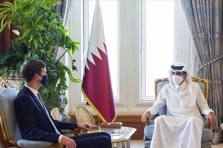 Qatar's Emir Sheikh Tamim bin Hamad Al Thani and Jared Kushner