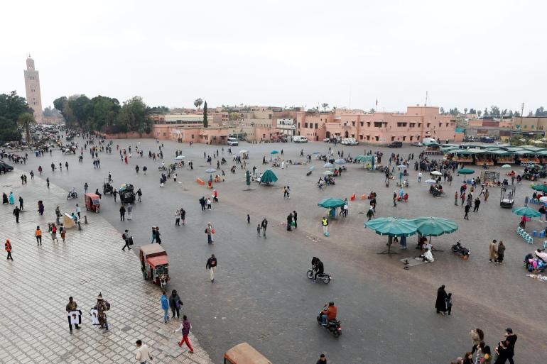 People in Marrakech's main square in Morocco