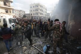ALEPPO, SYRIA - JANUARY 31: A view of the site after a bomb-laden vehicle exploded near Syrian Interim Government building and Azez Cultural Center building in Azaz district of Aleppo, Syria on January 31, 2021. 1 civilian killed, 8 injured in the attack according to initial reports.