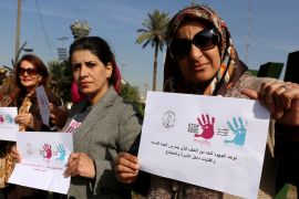 Iraqi women demonstrate at a vigil condemning violence against women in Baghdad&#39;s central Kahramana square on November 25, 2017 [File: Sabah Arar/AFP]