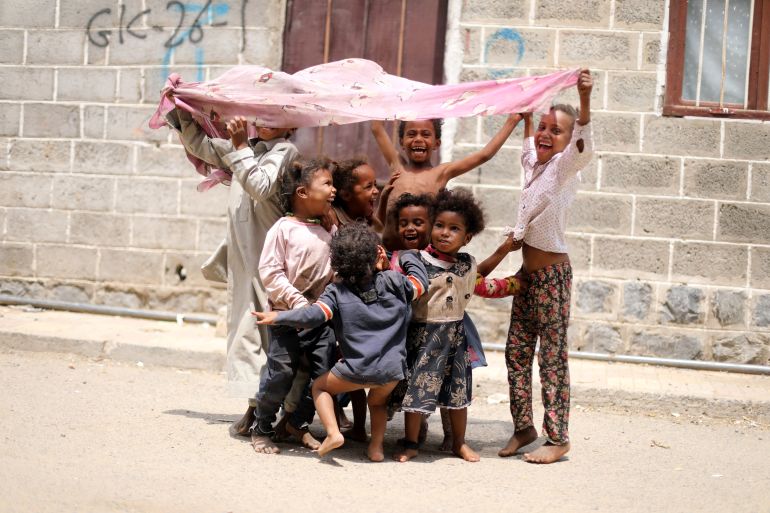 Children gather to play in Sanaa