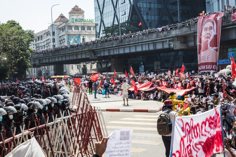 Myanmar protests continue after violence, raid on NLD office | Military News
