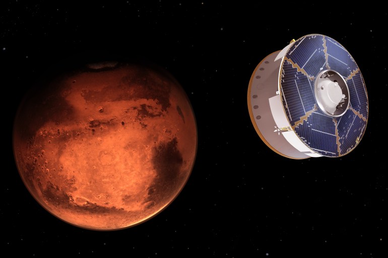 The United States spacecraft carrying the Perseverance rover is set to land on Mars on Thursday and is depicted in this illustration [Courtesy: NASA]