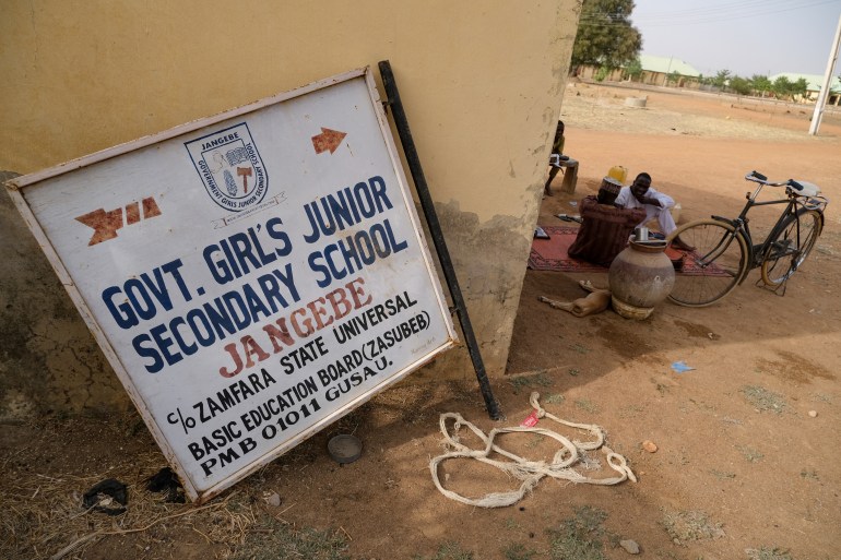 A signboard of the Government Girls Secondary School is pictured after over 300 schoolgirls were kidnapped by bandits in Jangebe, a village in Zamfara State, northwest of Nigeria on February 27, 2021. - More than 300 schoolgirls were snatched from dormitories by gunmen in the middle of the night in northwestern Zamfara state on February 26, in the third known mass kidnapping of students since December.