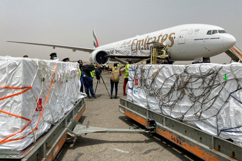 An Emirates plane at the international airport of Abuja,