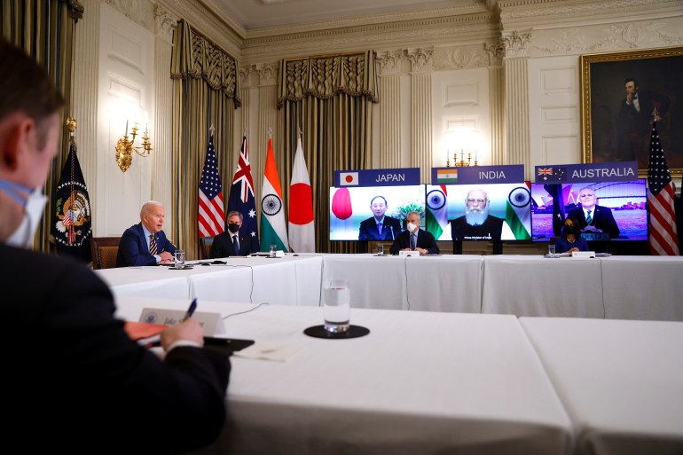 President Joe Biden participated in a video summit with Indo-Pacific nation leaders at the White House [Tom Brenner/Reuters]