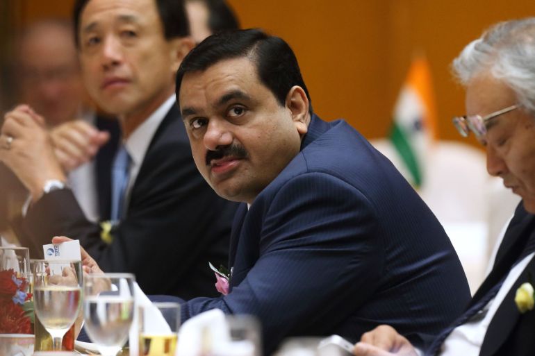 Billionaire Gautam S Adani, chairman of Adani Group, centre, attends a luncheon hosted by Japanese business groups at the headquarters of the business lobby Keidanren in Tokyo, Japan.