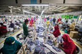 Ready made garments workers seen at work in Narayanganj, Bangladesh on January 31, 2021. [Ahmed Salahuddin/NurPhoto via Getty Images]