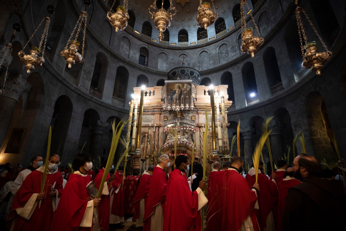 Holy Week in Christianity is the week just before Easter and includes Palm Sunday, Maundy Thursday, Good Friday and Holy Saturday. [Atef Safadi/EPA]