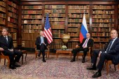 US President Joe Biden and Russian President Vladimir Putin held a meeting on June 6, 2021 in Geneva [Reuters/Kevin Lamarque]