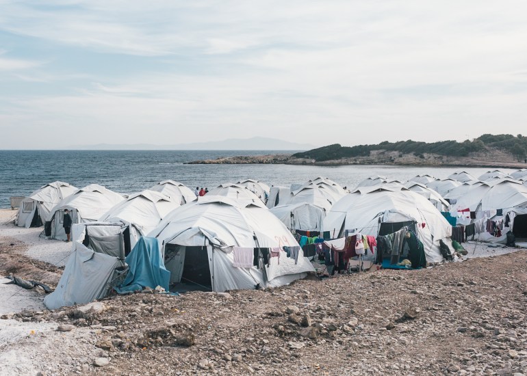 The refugee camp "Kara Tepe" on the island of Lesbos in Greece on November 29, 2020 during an official press visit 