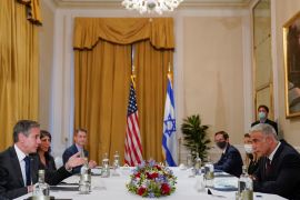 US Secretary of State Antony Blinken meets with Israeli Foreign Minister Yair Lapid in Rome on June 27, 2021 [Pool via Reuters/Andrew Harnik]