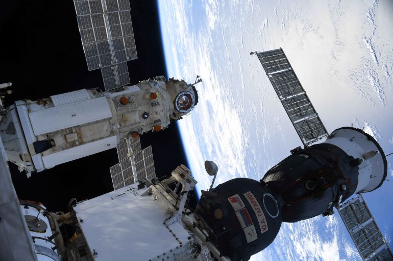 The Nauka (Science) Multipurpose Laboratory Module is seen docked to the International Space Station