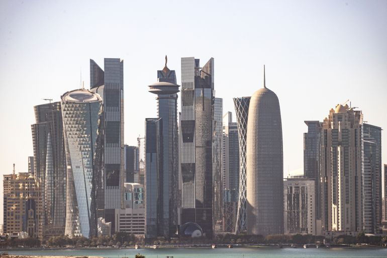 The skyline view of Doha's West Bay high-rise district.