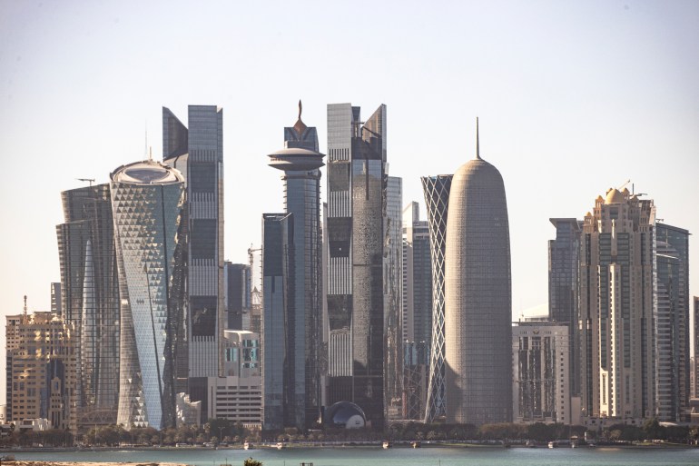 The skyline view of Doha's West Bay high-rise district.
