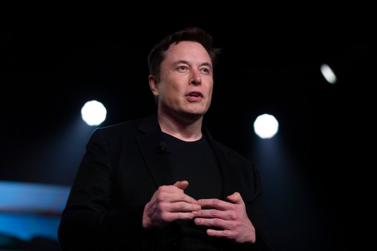 Tesla CEO Elon Musk speaks before unveiling the Model Y