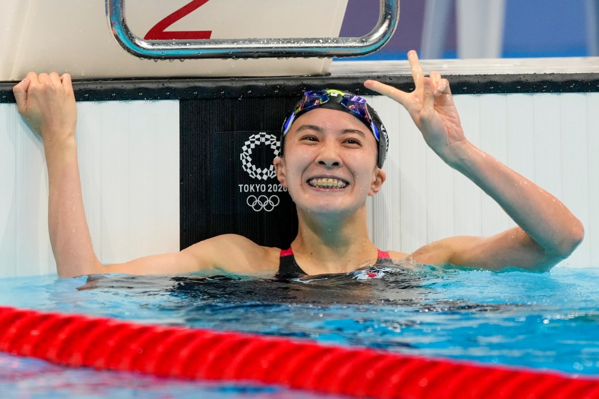 Yui Ohashi, of Japan, celebrates after winning the women's 200-metre individual medley final. [Martin Meissner/AP Photo]