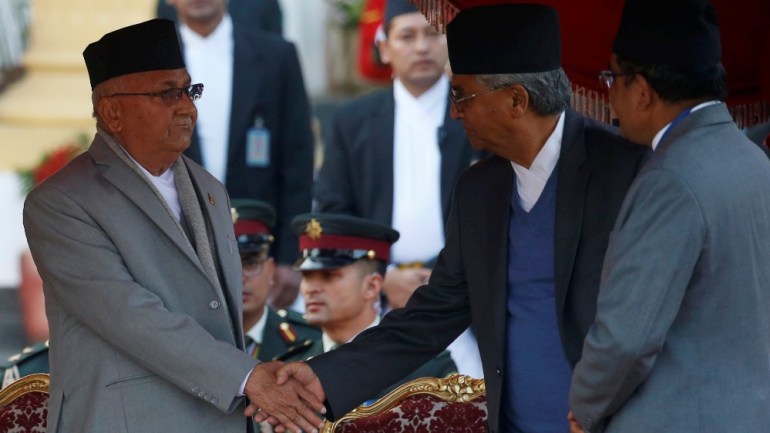 Nepalese Prime Minister Sher Bahadur Deuba and Oli