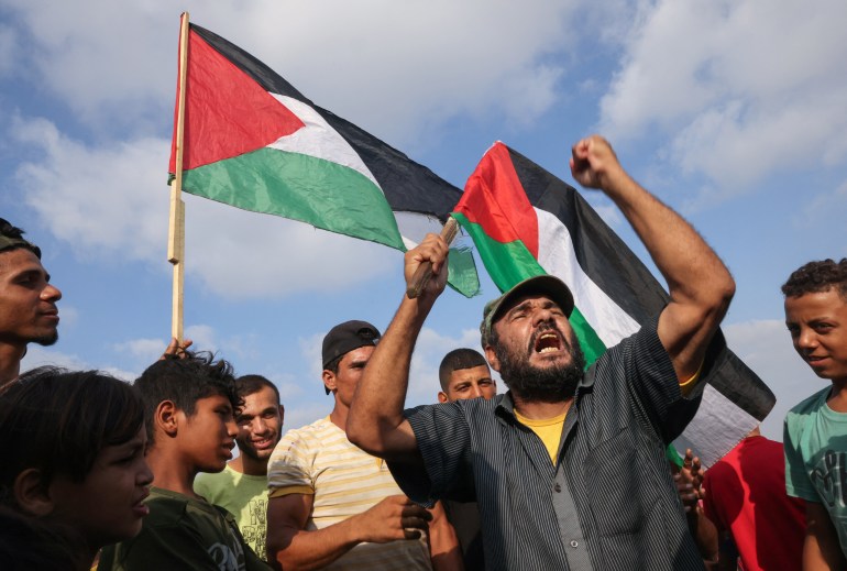 Manifestantes palestinos