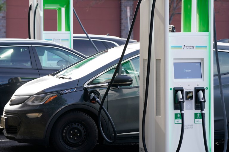 The Biden administration has called for an ambitious half of all auto sales in the US to be zero-emission vehicles by 2030 [File: David Zalubowski/The Associated Press]