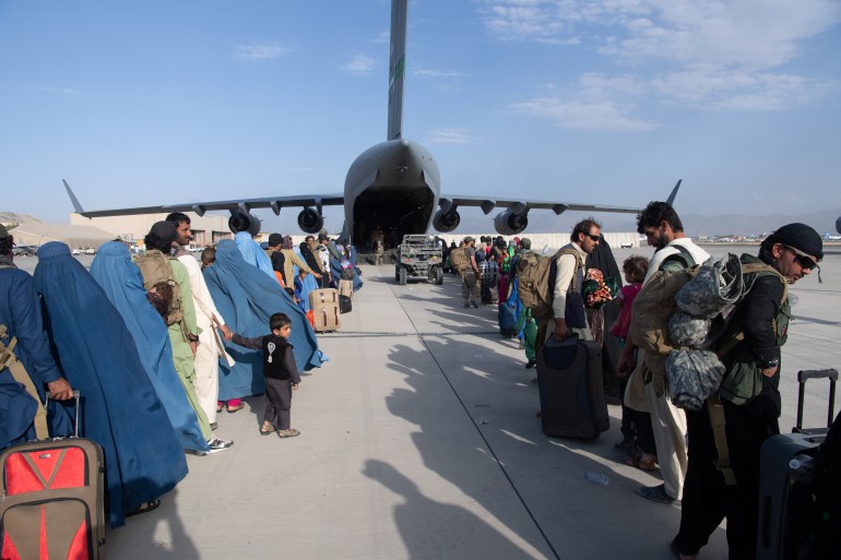 Evacuated at Kabul airport