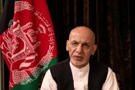 Former Afghan President Ashraf Ghani represents the camera