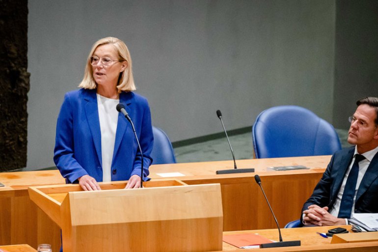 Dutch Foreign Affairs minister Sigrid Kaag, announces her resignation, after MPs voted in favor of a motion of censure against her, in The Hague, Netherlands, 16 September 2021.