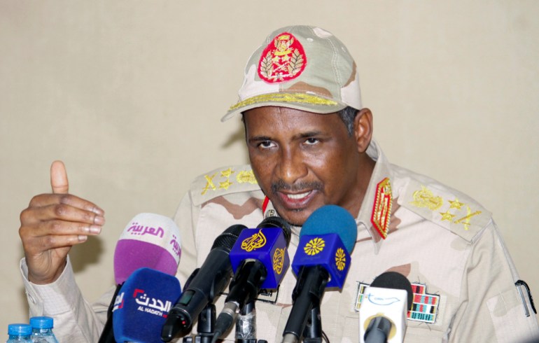 Mohamed Dagalo, Sudanese coup general, speaking