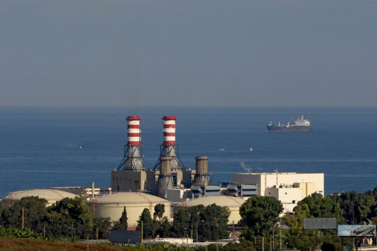An oil tanker carrying fuel oil from Iraq, is seen anchored near the Zahrani power plant