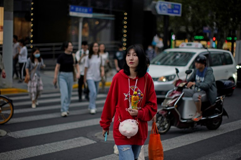 Woman on the street in Shanghai 
