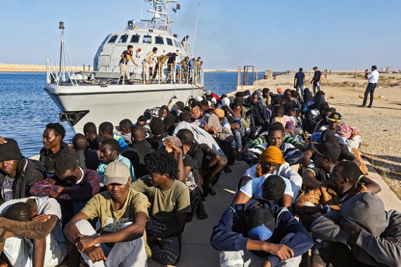 More than 25,000 people have been intercepted by the EU-trained and equipped Libyan coastguard and returned to the war-torn country [File: Mahmud Turkia/AFP via Getty Images]
