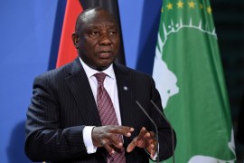 South African President Cyril Ramaphosa addresses a press conference after the G20 Compact with Africa conference at the Chancellery in Berlin,