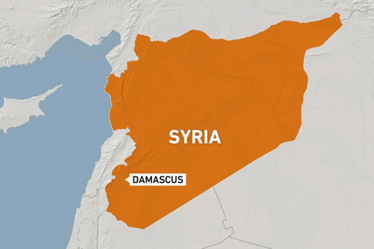 Map of Syria with Damascus highlighted.