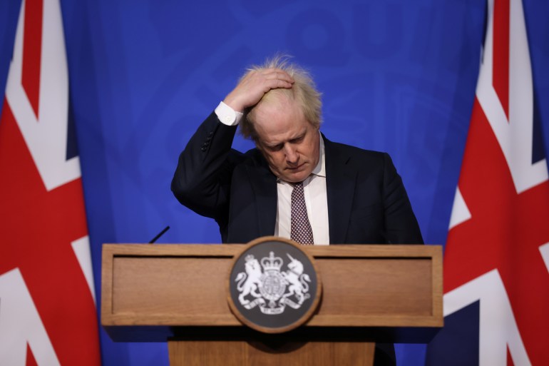 Boris Johnson speaks at a news conference