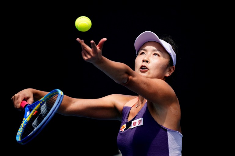 China's Peng Shuai in action during the match against Japan's Nao Hibino