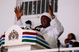 Gambia’s president-elect Adama Barrow gives a victory speech in Banjul, Gambia December 5, 2021