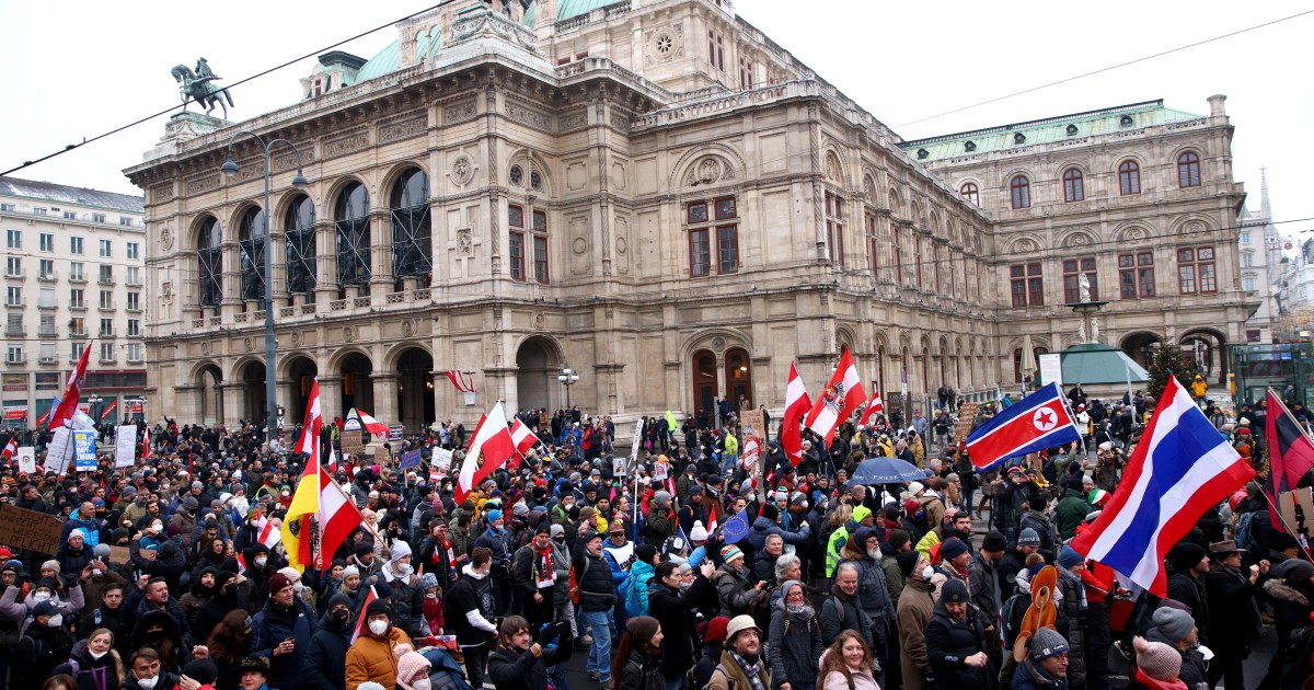 In Pictures: Austria protesters rally against COVID restrictions thumbnail