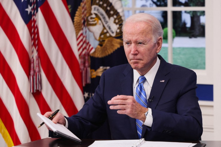US President Joe Biden and his COVID-19 Response Team hold their regular call with the National Governors Association to discuss his administration's response to the pandemic.