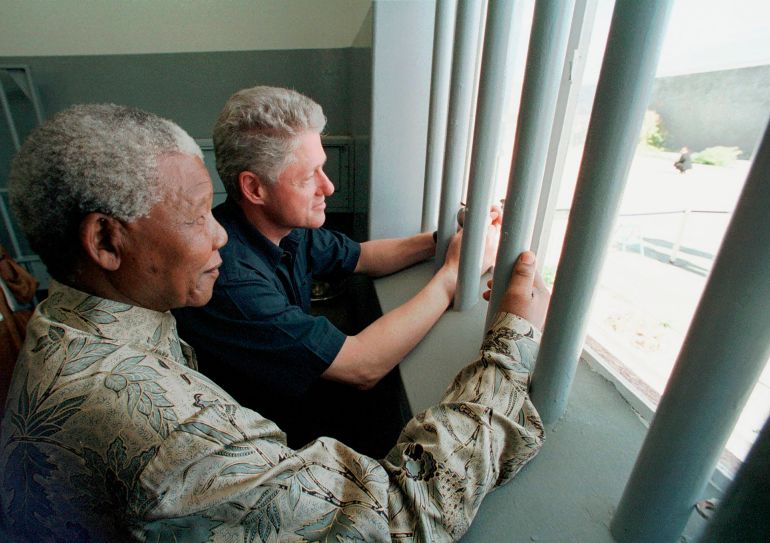 Nelson Mandela and Bill Clinton
