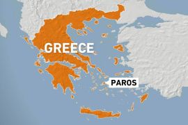 Map showing Paros, Greece