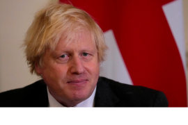 British Prime Minister Boris Johnson at 10 Downing Street in London
