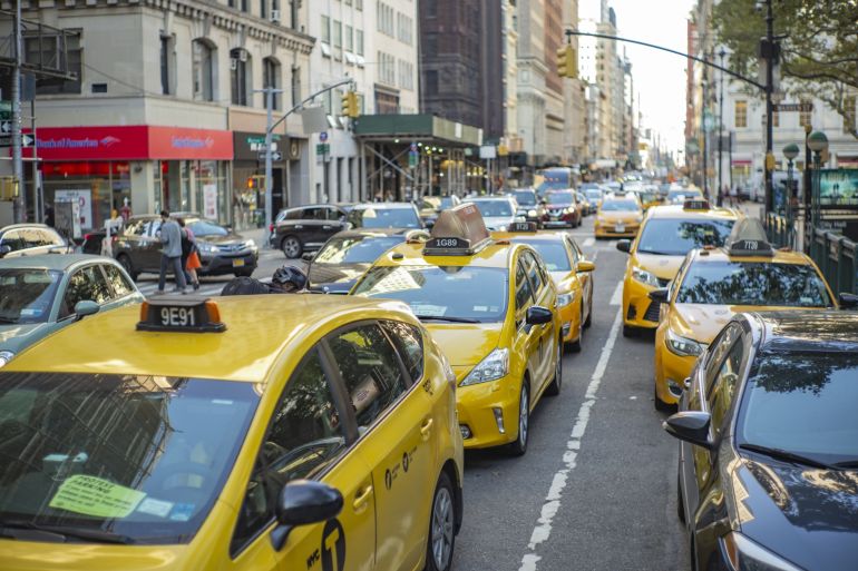 Taxi cab drivers participate in a New York Taxi Alliance Debt Forgiveness rally in the Brooklyn Borough of New York, United States