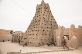 French soldiers patrol Timbuktu for the last time a few hours before the handover ceremony of the Barkhane military base to the Malian army in Timbuktu, on December 14, 2021.