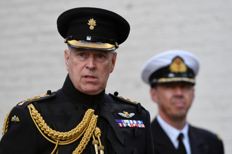 Prince Andrew, a former navy helicopter pilot, pictured in military uniform