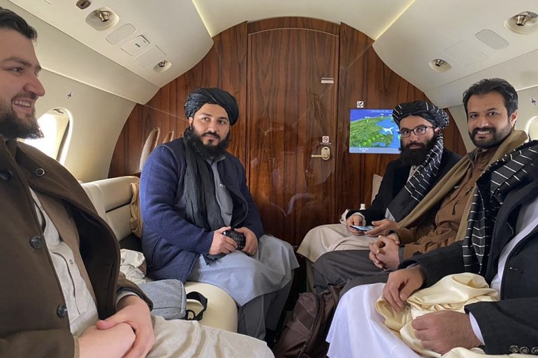Taliban officials in a plane