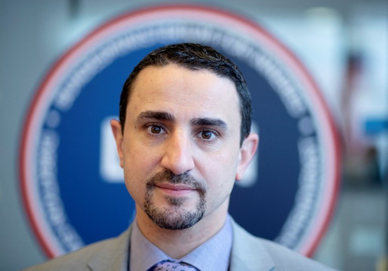 Omar Haijawi-Pirchner, head of Austria's new Directorate for State Security and Intelligence Service (DSN), poses for photos