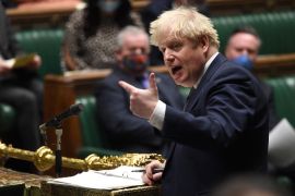 British prime minister Boris John speaks to parliament