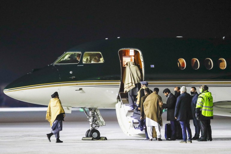 Taliban officials are leaving Gardermoen Airport after attending meetings