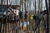 In 2020, activists in Dannenröder forest took up positions in a network of treehouses to protest against deforestation and the construction of the A49 highway [File: Thomas Lohnes/Getty Images]