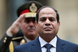 Egyptian President Abdel Fattah al-Sisi attends a military ceremony in Paris, France